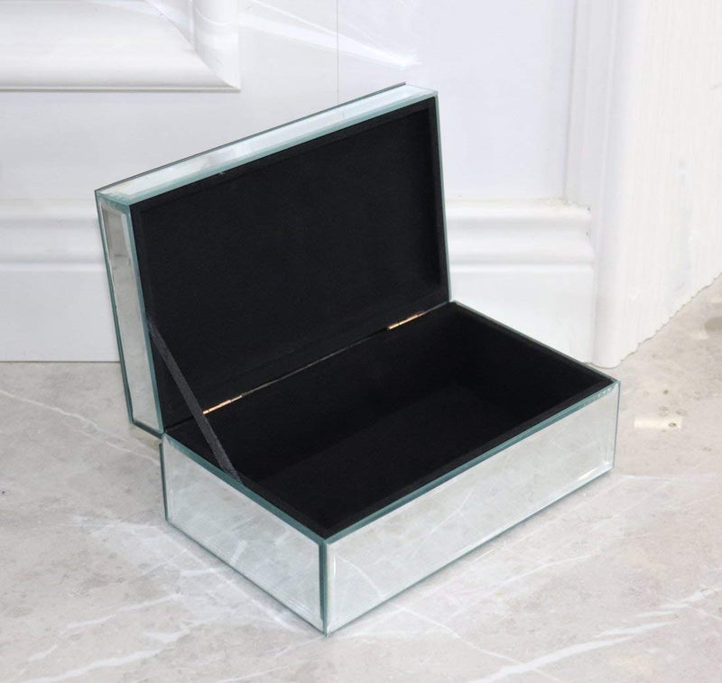 QMDECOR Luxury Silver Crushed Diamond Glass Mirrored Jewelry Box Organizer Storage Jewelry Box For Women - Image 5